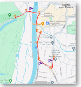 Map highlighting the route taken by a person of interest using high-accuracy network location intelligence